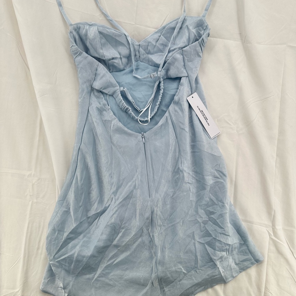 Fairy Whimsical Princess Polly Blue Satiny Mini Dress - Picture 5 of 6